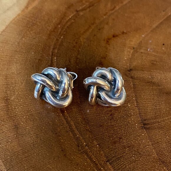 RETIRED James Avery Lover's Knot Ear Post Earrings, Sterling Silver - Picture 2 of 3